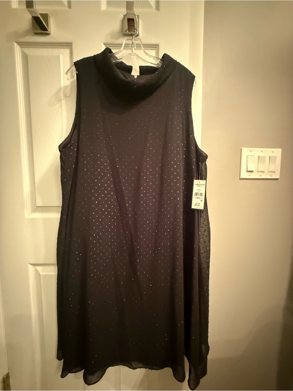 Jessica Howard Black Sleeveless Midi Dress with Sparkling black stones